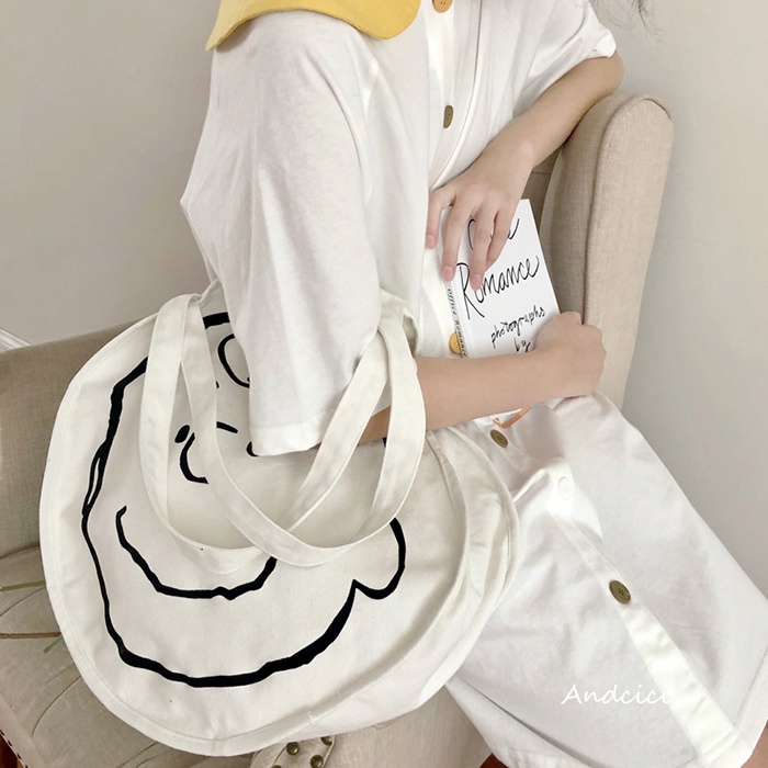Túi vải canvas ENVIROSAX đeo vai họa tiết hoạt hình đơn giản kích cỡ lớn cho nữ