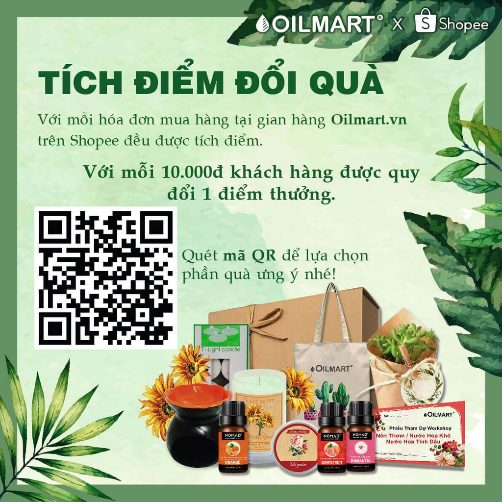 [GIÁ DÙNG THỬ] Tinh Dầu Nguyên Chất Oilmart Essential Oil 15ml - Xông Phòng, Thanh Lọc Không Khí, Đuổi Muỗi, Thư Giản