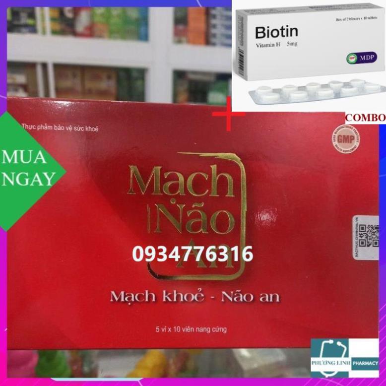 Combo Biotin 5mg+ MẠCH NÃO AN - HOẠT HUYẾT THÔNG MẠCH, BỔ NÃO, TĂNG CƯỜNG LƯU THÔNG TUẦN HOÀN MÁU LÃO