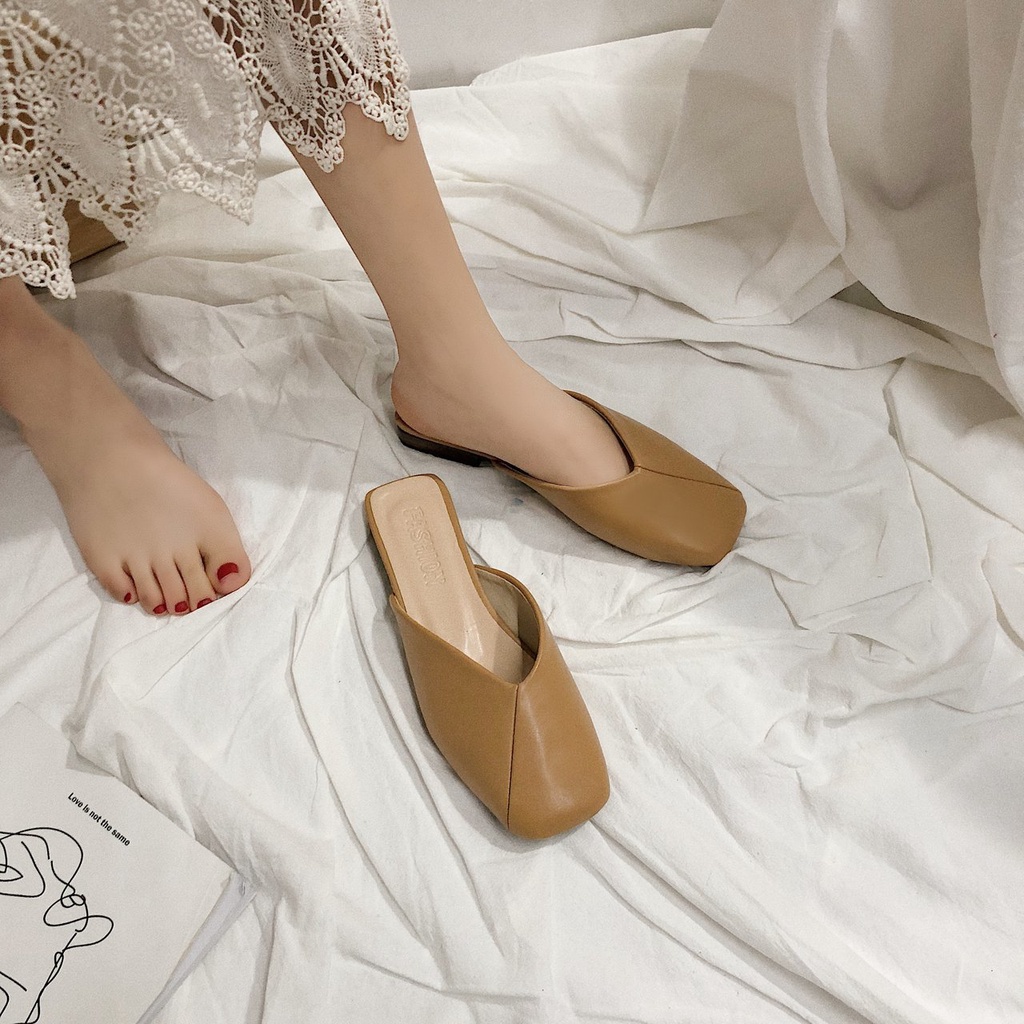 Giày Búp Bê Mũi Vuông Màu Sắc Nhã Nhặn Thanh Lịch Cho Nữ