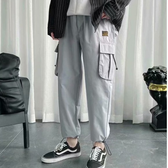 Quần Dài Nam Kiểu Dáng Thời Nhiều túi Màu đặc Quần yếmThông qua quần Casual Trang Phong Cách Hàn Quốc Mềm mại thời trang thoải mái quần