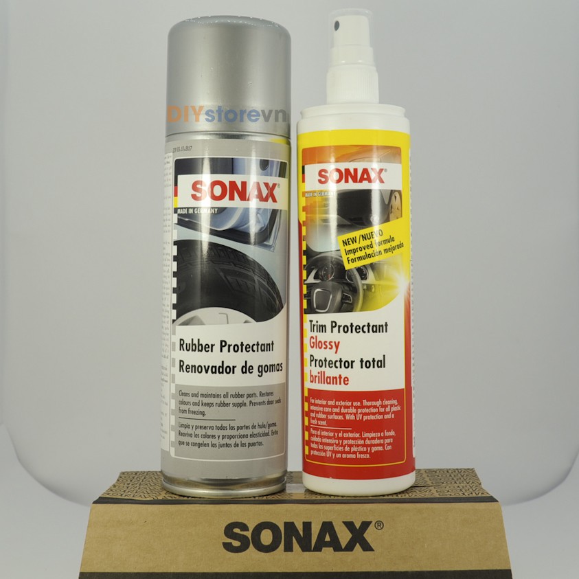 COMBO Dung dịch bảo dưỡng gioăng cửa, cao su & Dung dịch bảo dưỡng làm đen bóng nhựa trong và ngoài xe SONAX