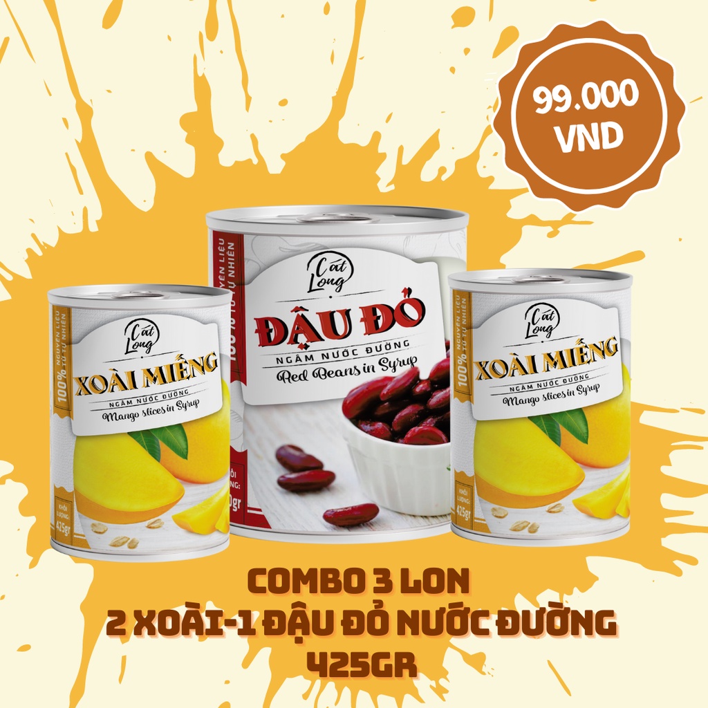 Combo 2 lon Xoài + 1 lon Đậu Đỏ Asia Home Cát Long