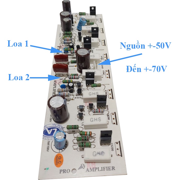 Bo công suất 8 sò 2 kênh điện áp +-50 - +-70v