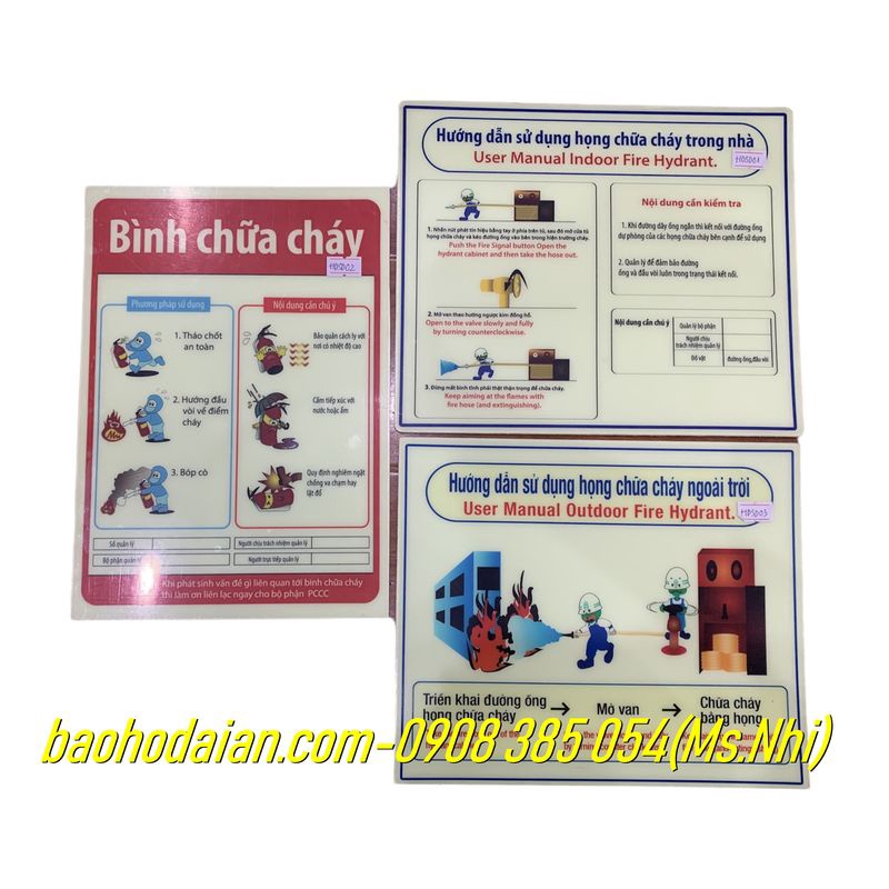 Biển báo dạ quang hướng dẫn sử dụng bình cử hỏa- Hình thật
