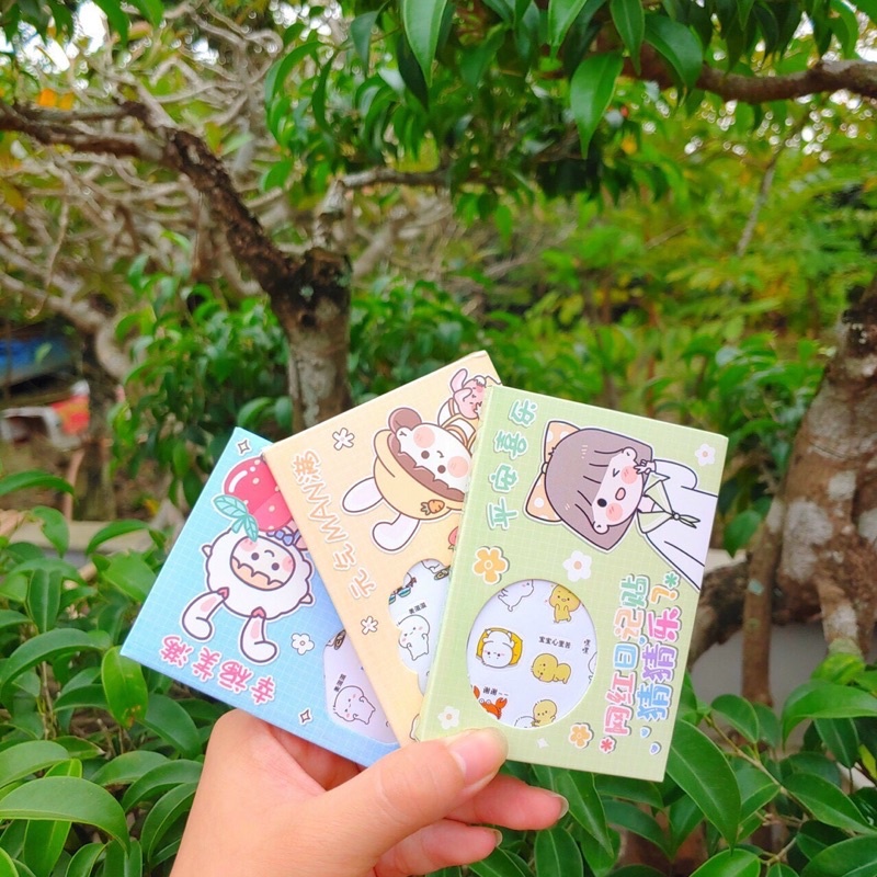 Sticker cute hộp 12 tờ dán laptop, hình dán mũ bảo hiểm chống nước, điện thoại, vali