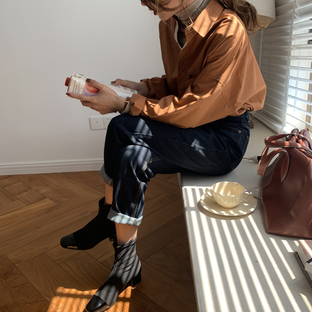 Korean style solid color long sleeve shirt