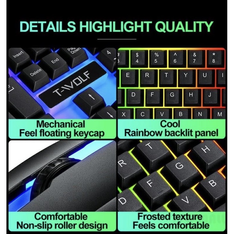 Chuột Phím ☀Combo Bộ Bàn Phím Giả Cơ Và Chuột Gaming Gear TWOLF TF230 Led RGB (BH 6 tháng ) | BigBuy360 - bigbuy360.vn