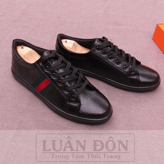 Giày thể thao, sneaker, giày nam buộc dây màu đen in vân phong cách hàn quốc