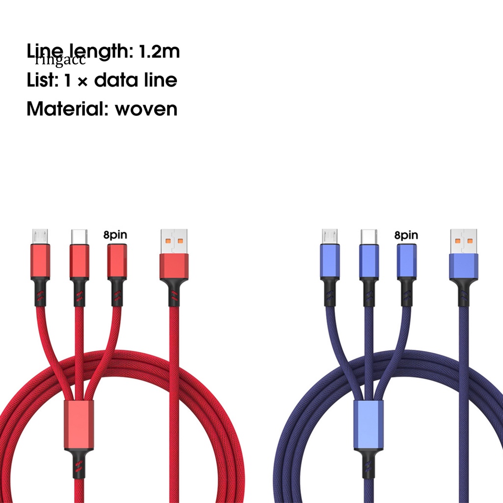 Dây Cáp Sạc Truyền Dữ Liệu Micro USB/Type-C/8Pin 5A Cho Điện Thoại Thông Minh