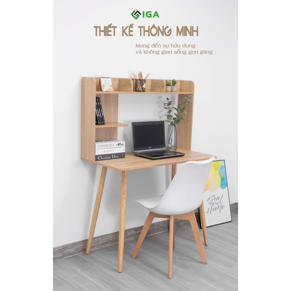 Bàn Làm Việc IGA Kèm Giá Sách Hiện Đại Tiện Lợi Phong Cách Nordic - GP149