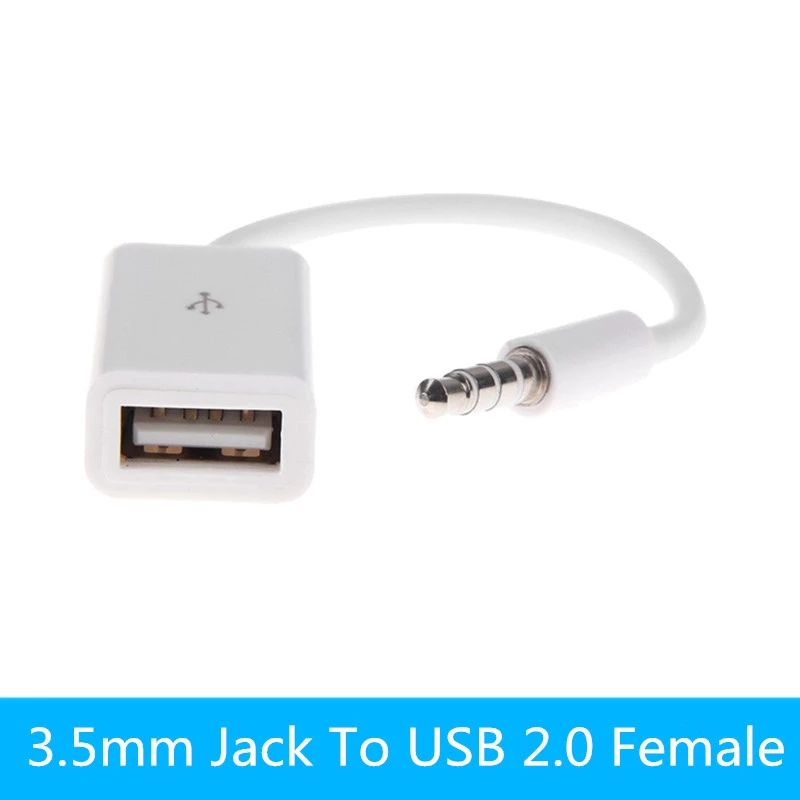 Dây Cáp Chuyển Đổi Cổng Aux Sang Cổng USB 3.5mm MP3 Màu Trắng Dành Cho Xe Hơi