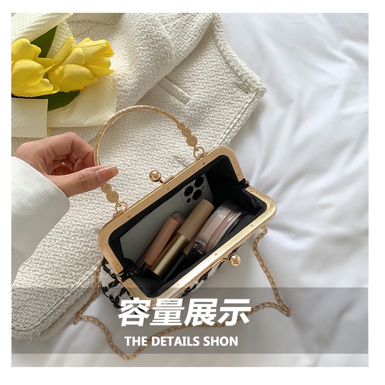 Túi Xách JASMIN NOIR Nữ Bằng Len Phối Dây Xích Thời Trang