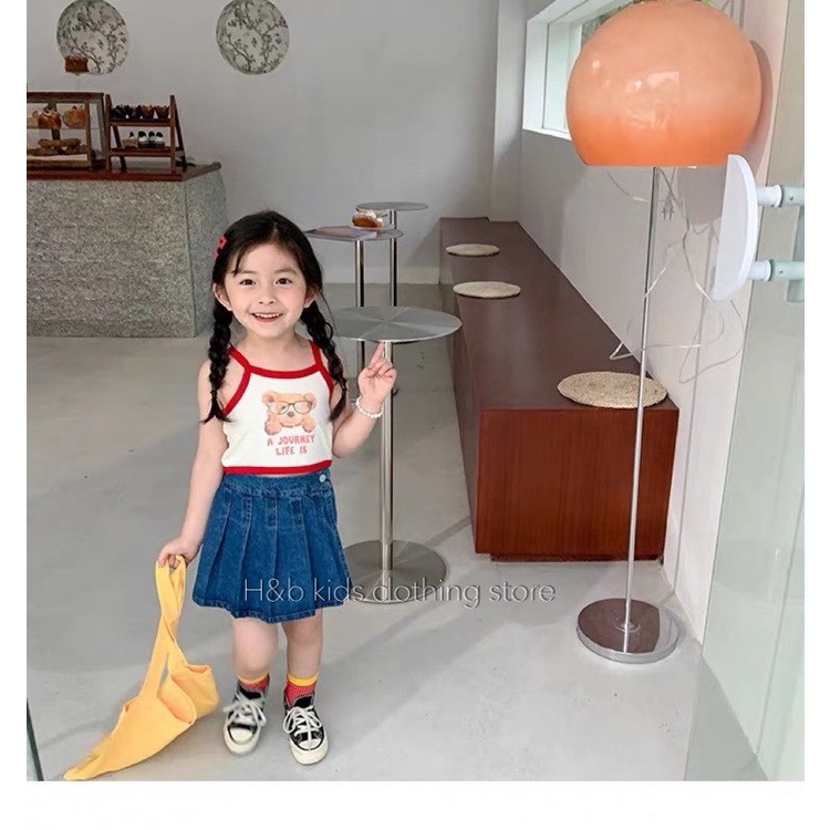 [SET BÉ GÁI] Bộ cotton co giãn chân váy jean cho bé gái