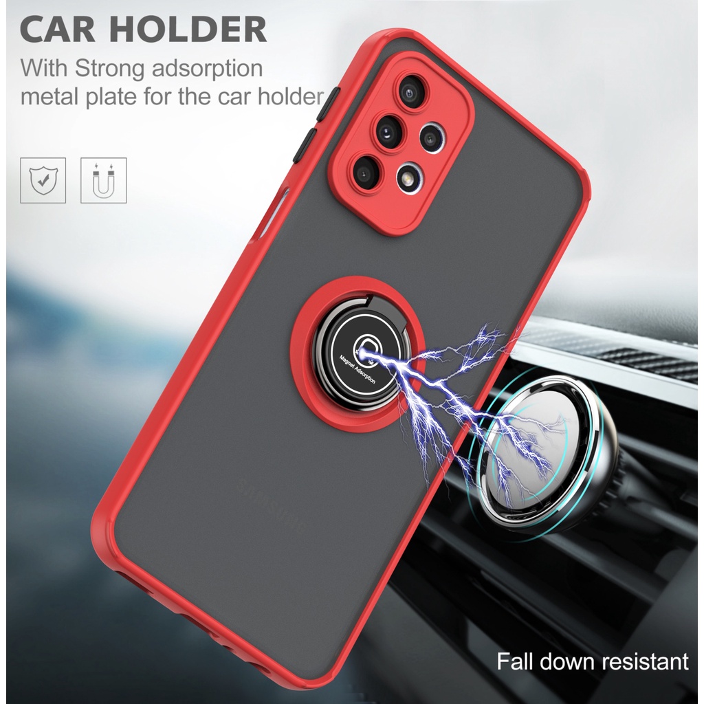 Ốp Điện Thoại Nhựa PC Cứng Viền TPU Dẻo Nhám Có Khuyên Nam Châm Chống Sốc Cho Samsung Galaxy A53 A13 A23 A33 A73 4G 5G