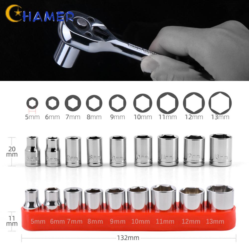CHAMER- ~9pcs 1 4 inch Drive 513mm Hex Bit Metric Socket Wrench Head Nut Removal Tool hNxHjKqu eZoaFbY