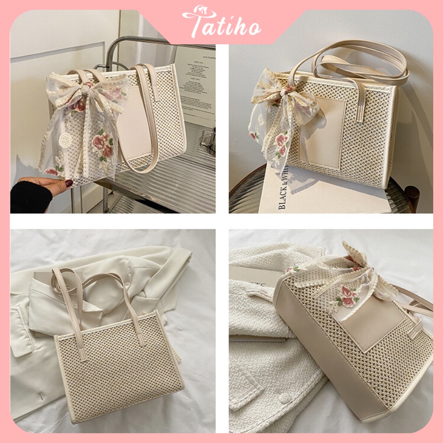 Túi Kẹp Nách (Túi Xách Nữ) Đẹp Thiết Kế Thời Trang Trẻ Trung Công Sở Chất Liệu Cói - Tatiho - Mã TUI61