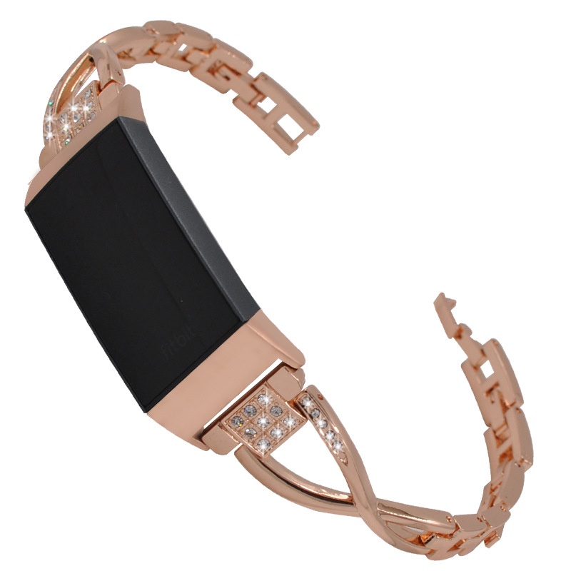 Dây Đeo Thay Thế Chất Liệu Thép Không Gỉ Thiết Kế Lấp Lánh Cho Fitbit Charge 5 Charge 4 3 2