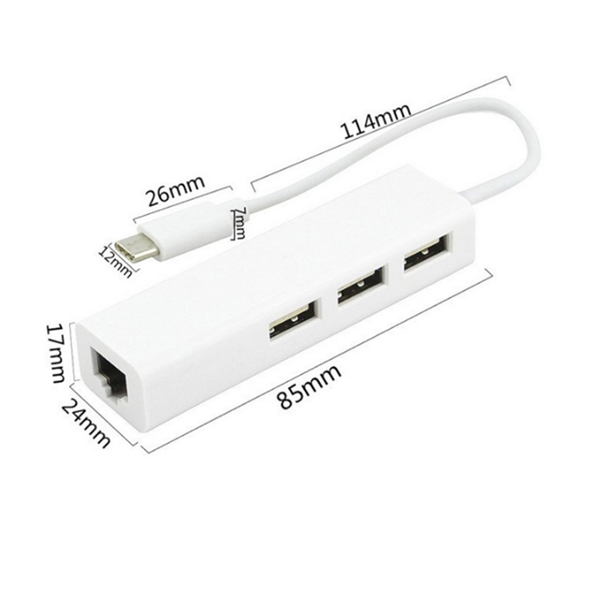 Bộ Chuyển Đổi Usb-c Hub & Ethernet 3.0 Type C Sang Usb Rj45 Ethernet Lan Cho Ipad Macbook Pc Laptop