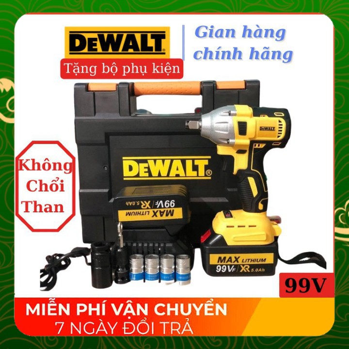 [HÀNG MỚI VỀ] Siết bulong DEWALT 99V 2 pin không chổi than 100% lõi đồng - Tặng phụ kiện như hình _ Nhật Việt official