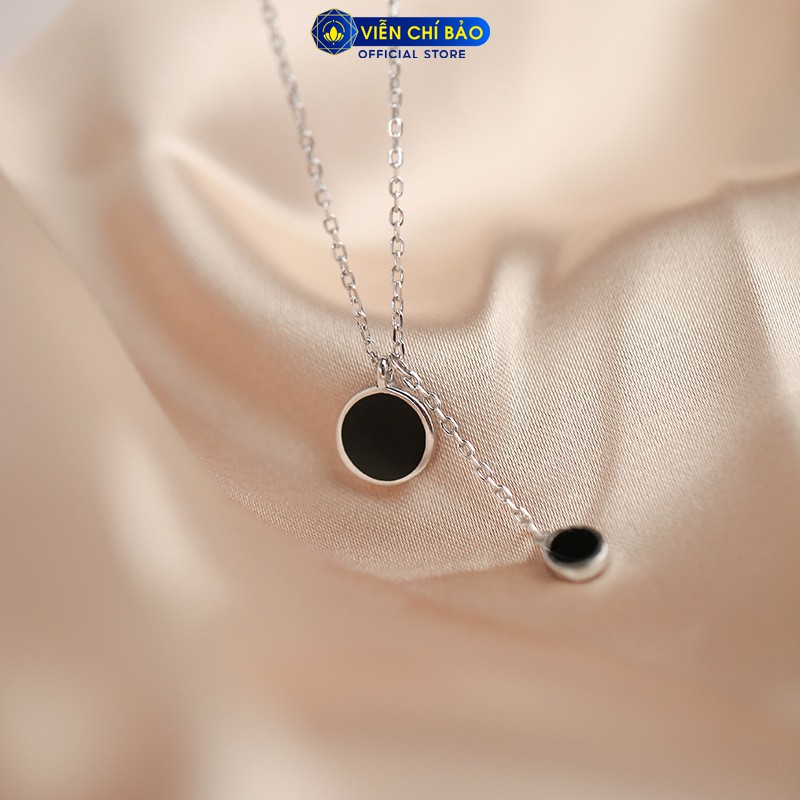 Dây chuyền bạc nữ họa tiết Black Circle chất liệu bạc S925 thời trang phụ kiện trang sức nữ Viễn Chí Bảo D000162