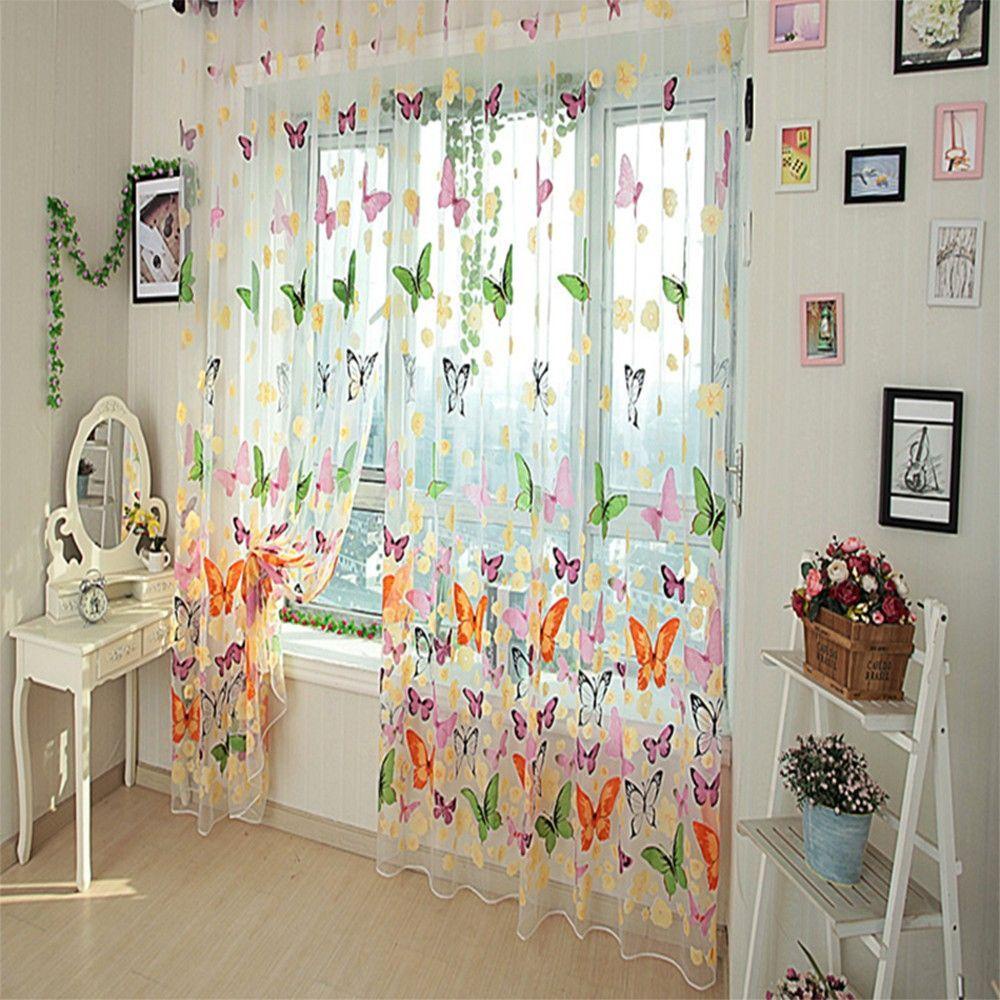 Rèm cửa sổ Vải Tuyn Hình Bướm Chất Lượng Cao Kích Thước 200cm X 100cm
