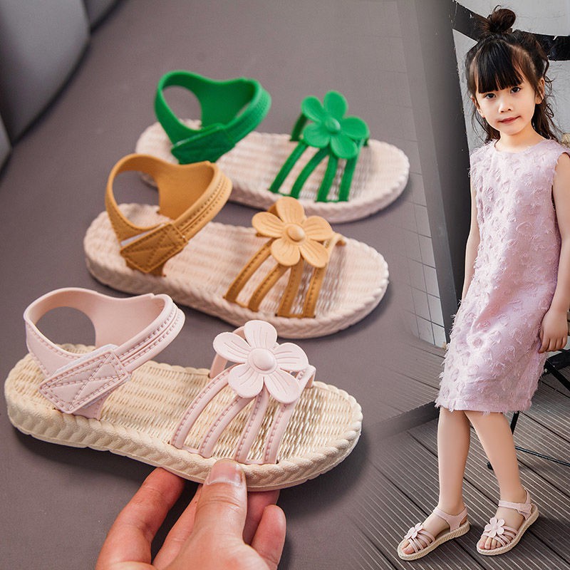 Dép sandal bé gái siêu nhẹ gắn hoa xinh xắn dành cho bé 1-12 tuổi