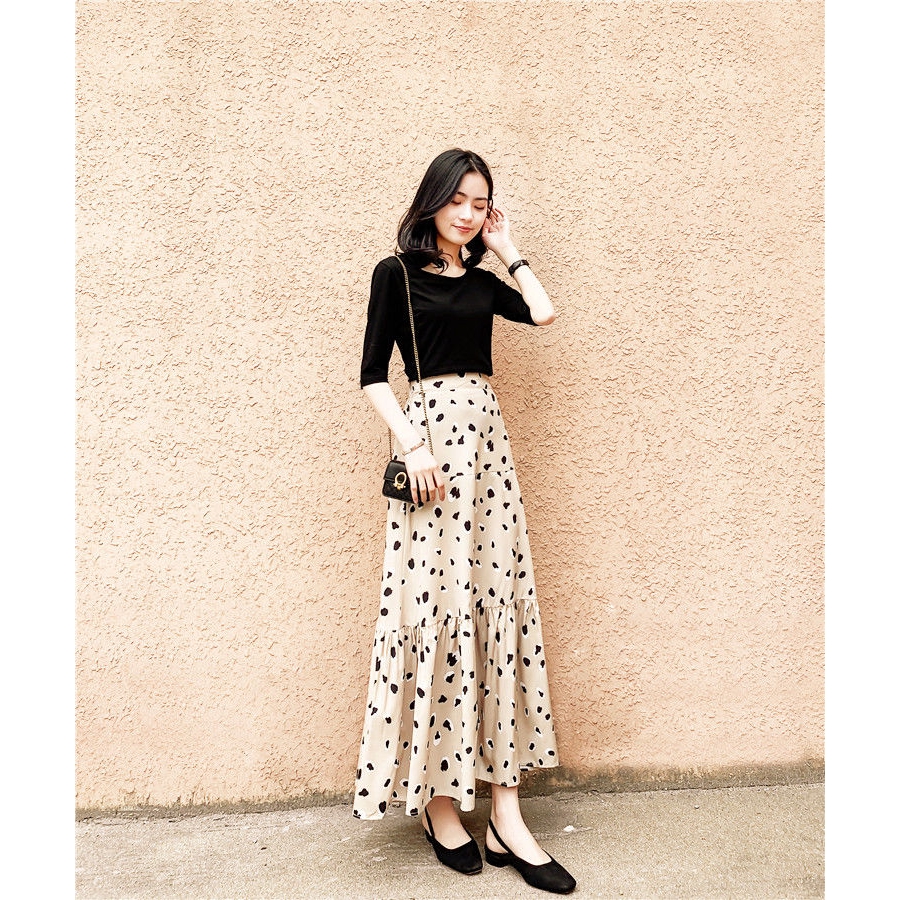 Set váy dáng dài thời trang phong cách pháp cho nữ