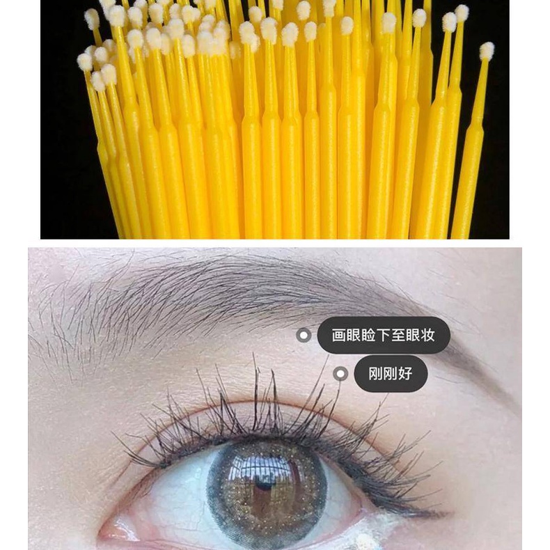 Set 100 Tăm Bông Cotton Dùng Một Lần Nối Dài Lông Mi Tiện Dụng