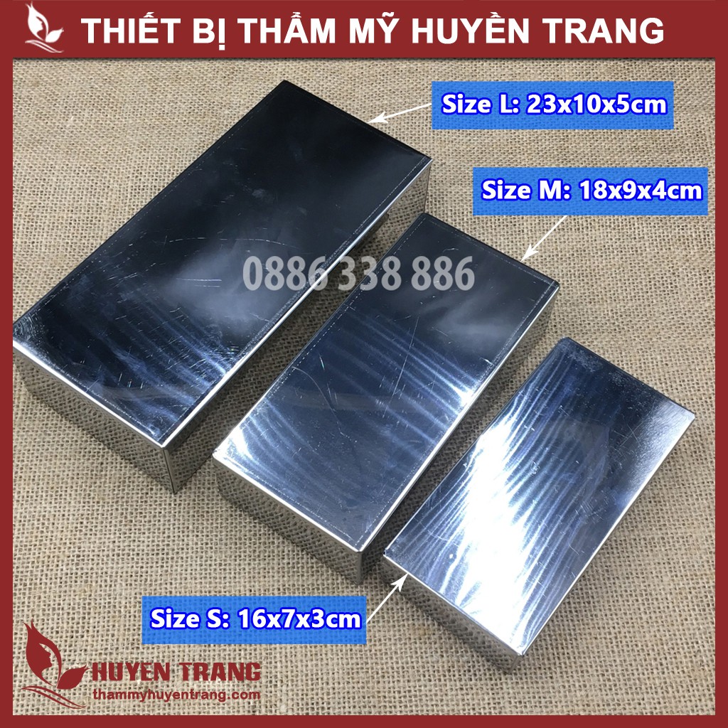 Hộp Inox Hình Chữ Nhật Có Bản Lề Có Nắp Đựng Dụng Cụ SPA, Dụng Cụ Y Tế Huyền Trang