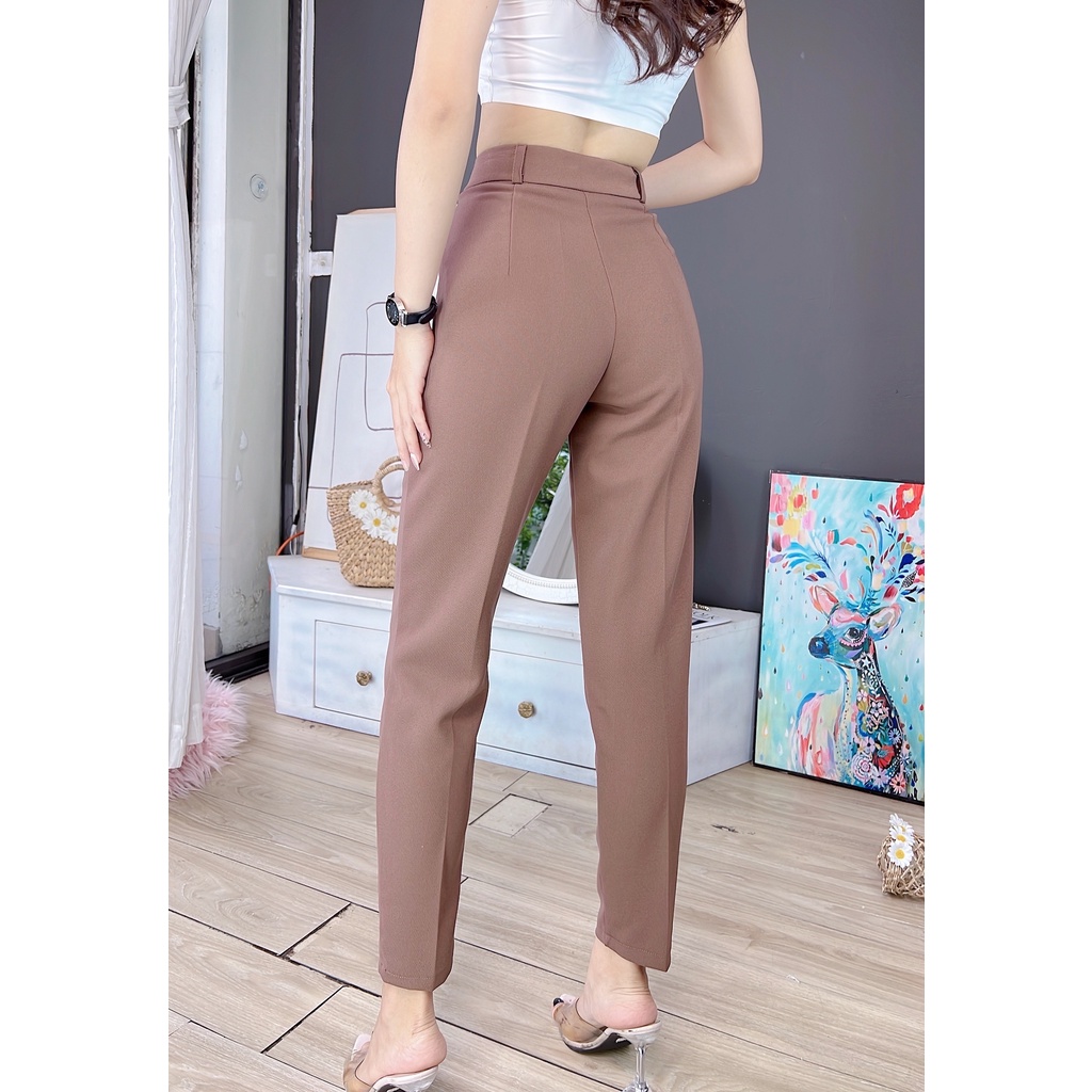 Quần tây nữ lưng cao màu nâu basic CHUU BROWN