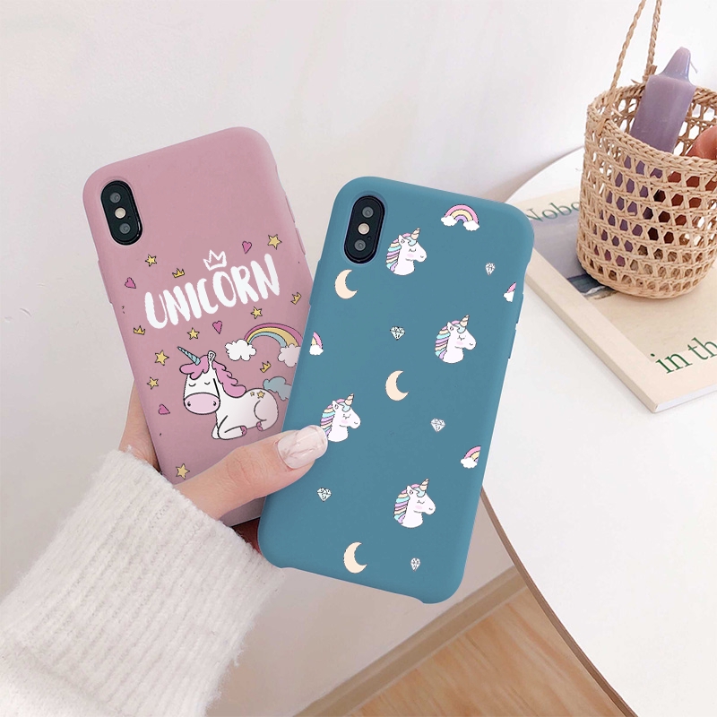 Ốp lưng silicone mềm in hình kỳ lân đáng yêu cho iPhone 6/6s 6p/6sp 7/8 7p/8p SE 2020 X XS XR XS Max 11 11Pro Max