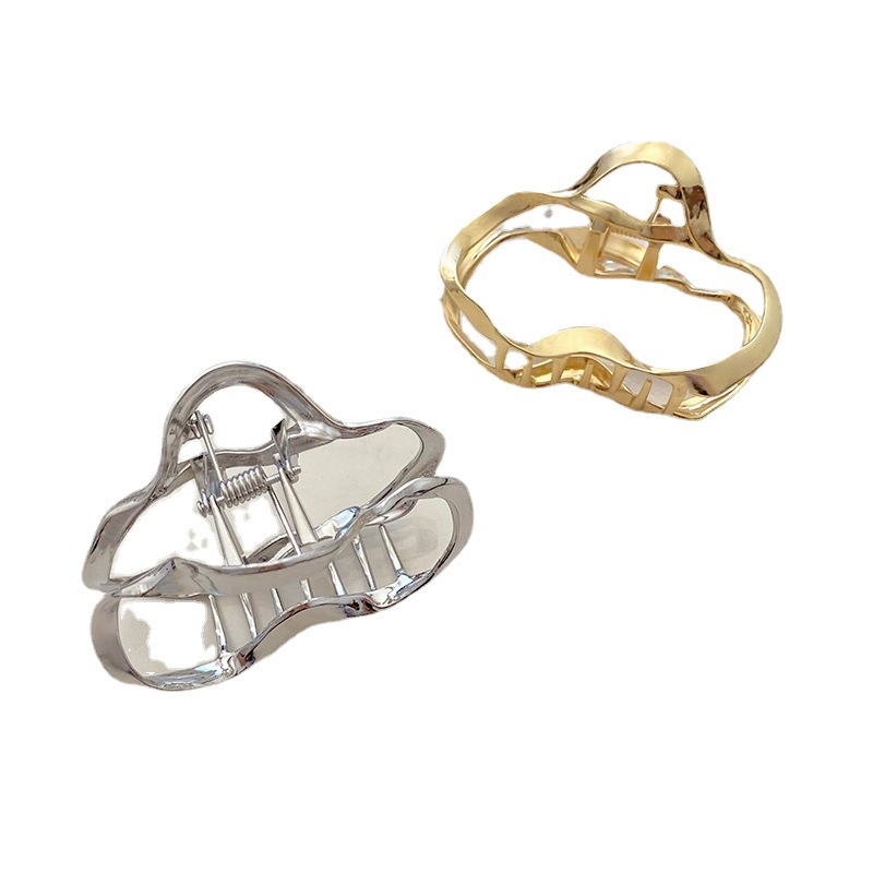 Kẹp Bắt Cá Mập Bằng Kim Loại Màu Vàng / Bạc Đơn Giản Cho Nữ