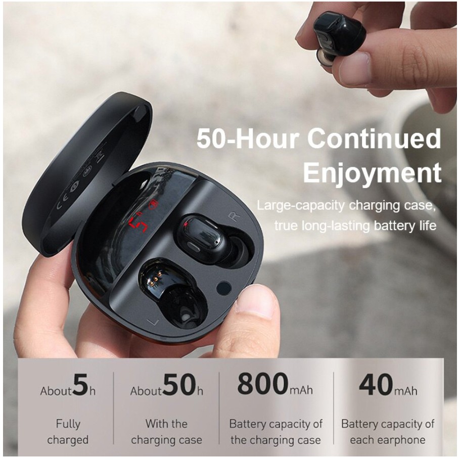 Tai Nghe Nhét Tai Không Dây Bluetooth 5.0 Stereo Mini (Baseus Enock True Wireless Earphones Wm01 Plus) - TopLink