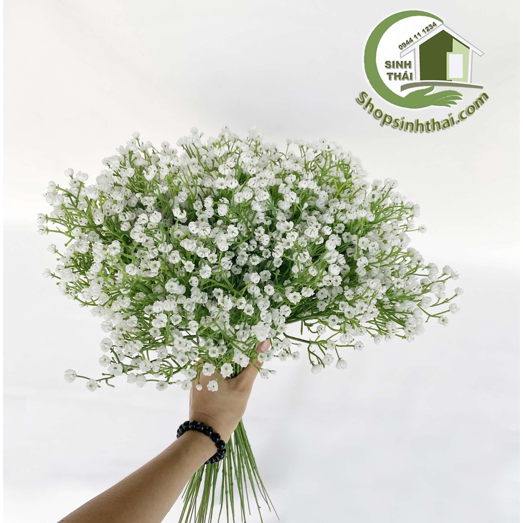 Nhánh hoa bi dài màu trắng 55cm - hoa giả cao cấp - hoa cưới
