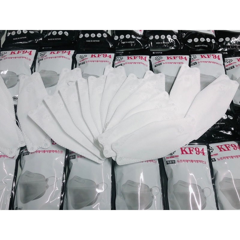 Combo 50c khẩu trang cá KF94 4D kháng khuẩn 4 lớp công nghệ Hàn Quốc chống khói bụi, vi khuẩn, dịch bệnh xanh xám trắng