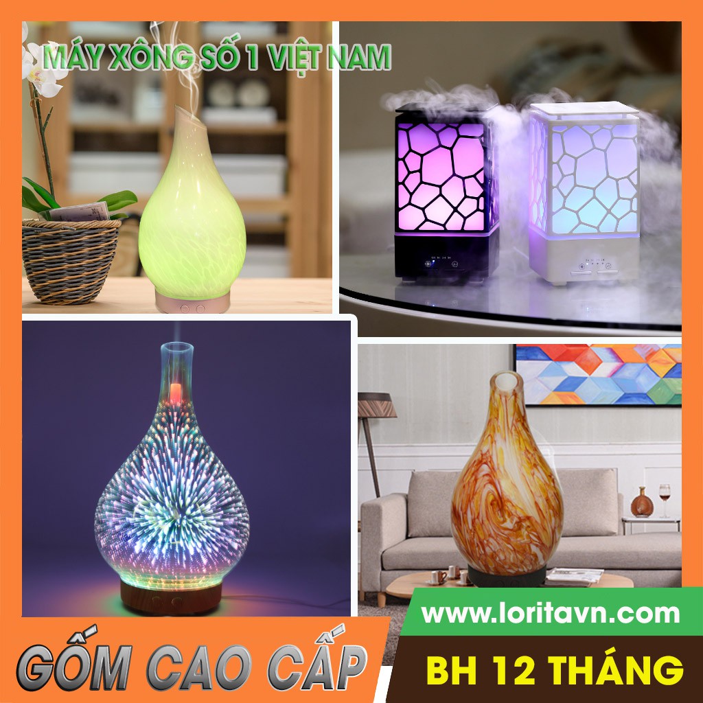 [HỖ TRỢ SÁT KHUẨN] Máy xông, máy khuếch tán tinh dầu LORITA, đèn LED 7 màu, chức năng hẹn giờ - Bảo hành chính hãng #