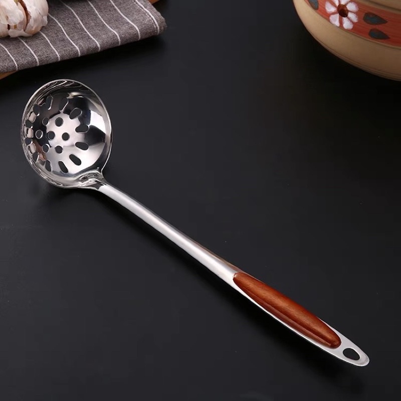 Môi múc canh cán ốp vân giả gỗ 7cm 100% inox 304