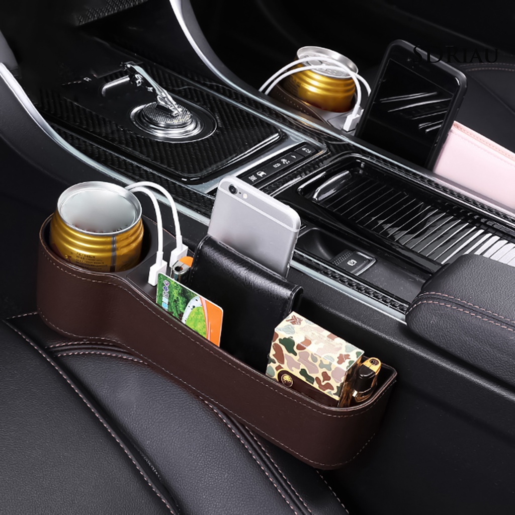 Hộp Đựng Điện Thoại Bằng Abs Hai Cổng Usb Gắn Khe Ghế Ngồi Xe Hơi
