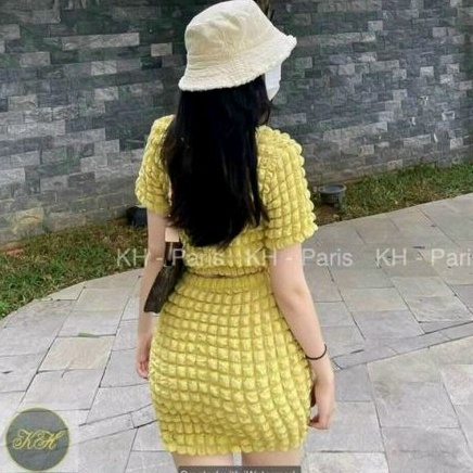 Sét áo Xốp croptop bo eo &amp; chân váy ôm tôn dáng. PC