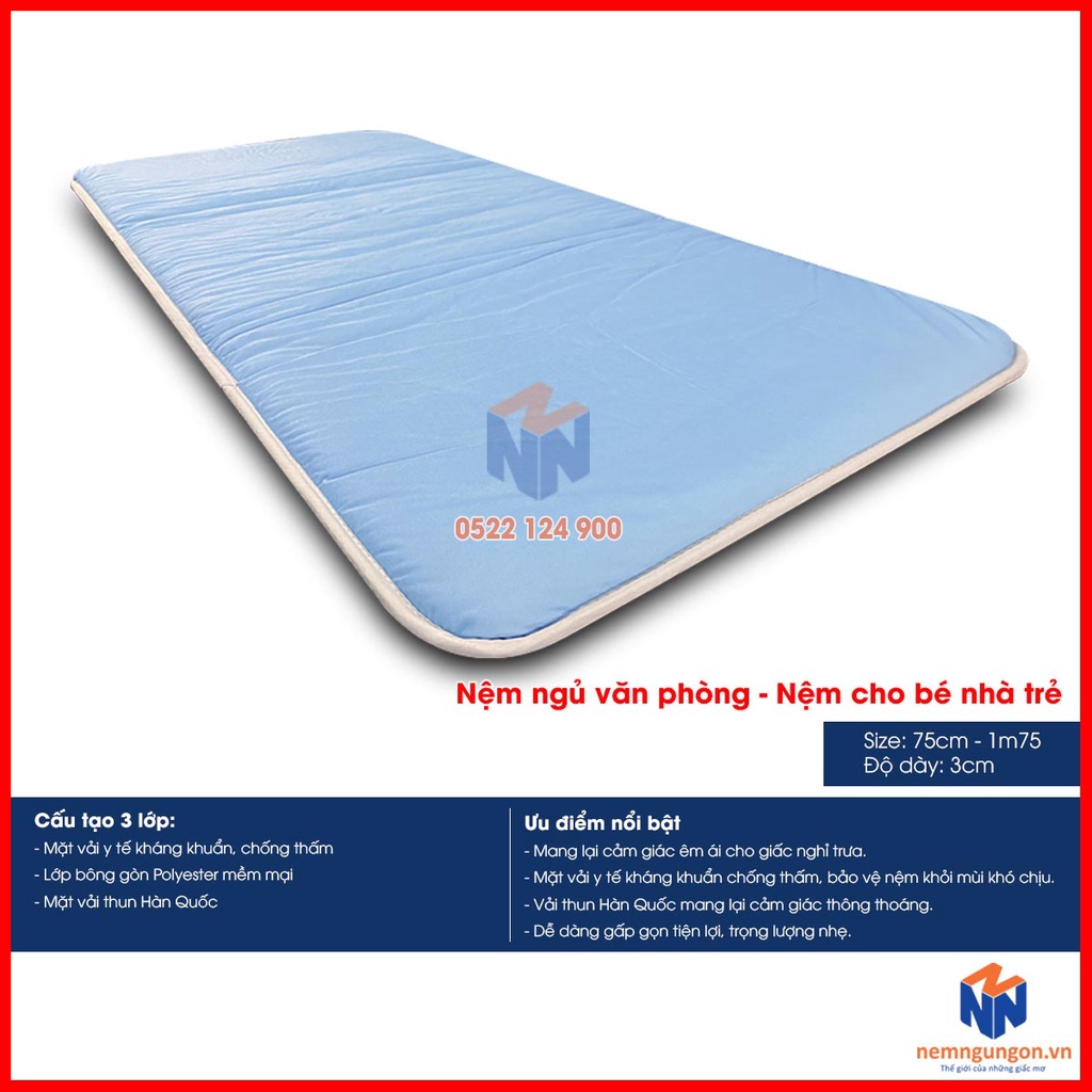 Thảm ngủ văn phòng nệm bông trải sàn 3 lớp chống thấm 100% - gấp gọn tiện lợi, không đâu có