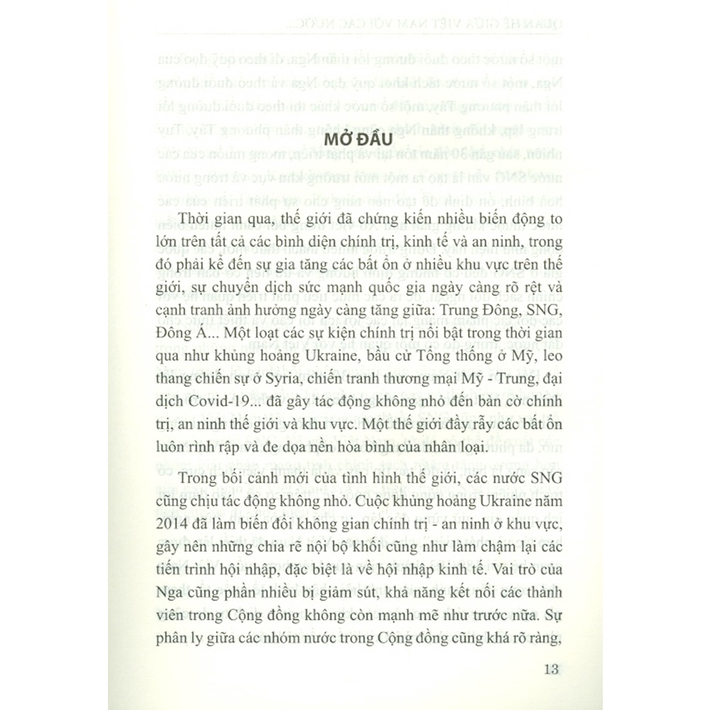 Sách - Quan Hệ Giữa Việt Nam Với Các Nước Thuộc Cộng Đồng Các Quốc Gia Độc Lập Trong Những Năm Gần Đây
