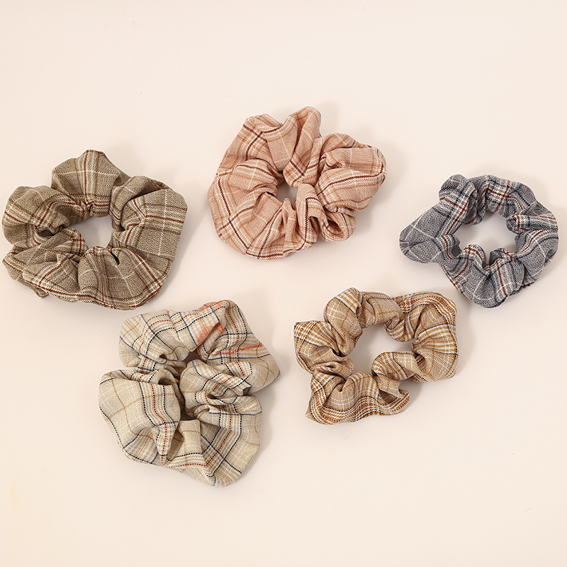 Dây buộc tóc kẻ sọc ca rô phong cách Hàn Quốc ngọt ngào đơn giản