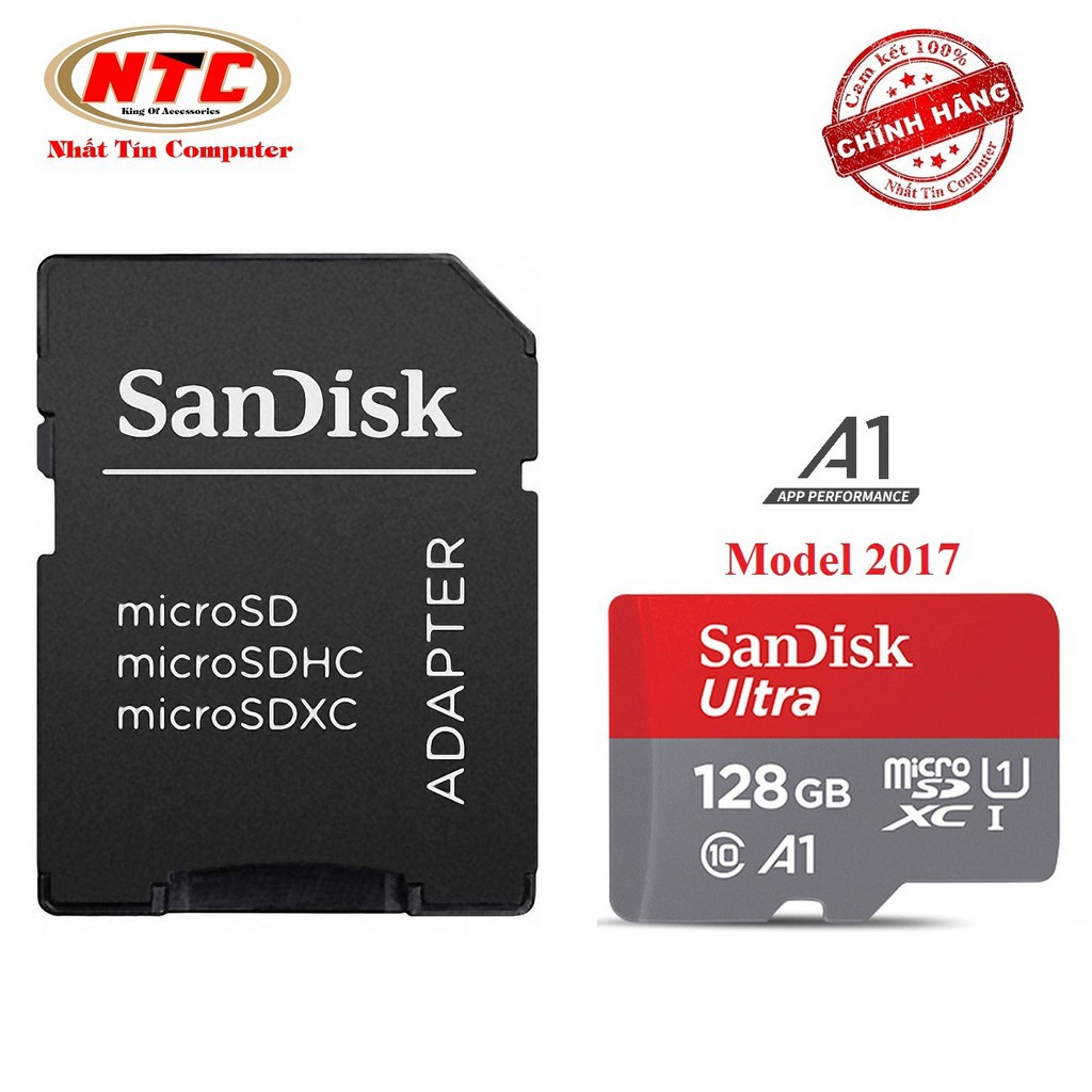 k89 Thẻ nhớ MicroSDXC SanDisk Ultra A1 128GB Class 10 U1 100MB/s kèm adapter (Xám đỏ) 1