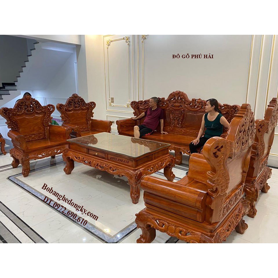 Bộ Bàn Ghế Hoàng Gia Gỗ Hương Đá