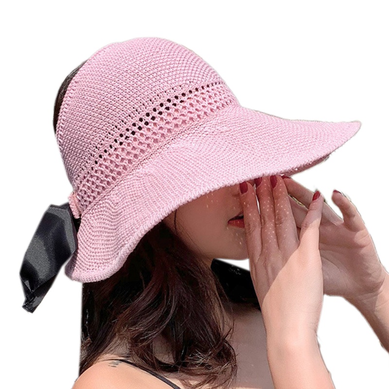 Xiangbao Mũ Vành Rộng Chống Nắng Đi Biển Mùa Hè Có Thể Cuộn Lại Phối Lưới Thắt Nơ Ngọt Ngào Cho Nữ