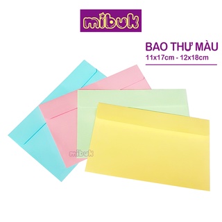 Bao thư màu 11x17 12x18 cm xấp 25 cái màu hồng/vàng/xanh dương/xanh lá