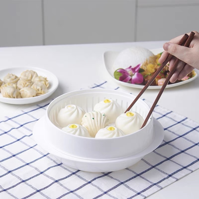 Khay hấp dùng cho lò vi sóng, Khay hấp thực phẩm 3 chi tiết bằng nhựa