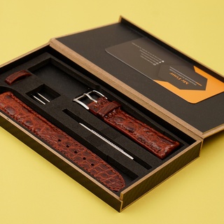 Dây đồng hồ da cá sấu nâu đỏ - dây da đồng hồ mrfour | crocodile leather watch bands