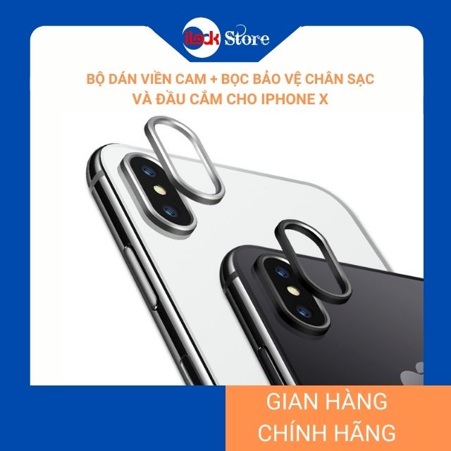 Bộ combo bảo vệ viền camera + chân sạc + nút bảo vệ đầu dây sạc cho iphone X